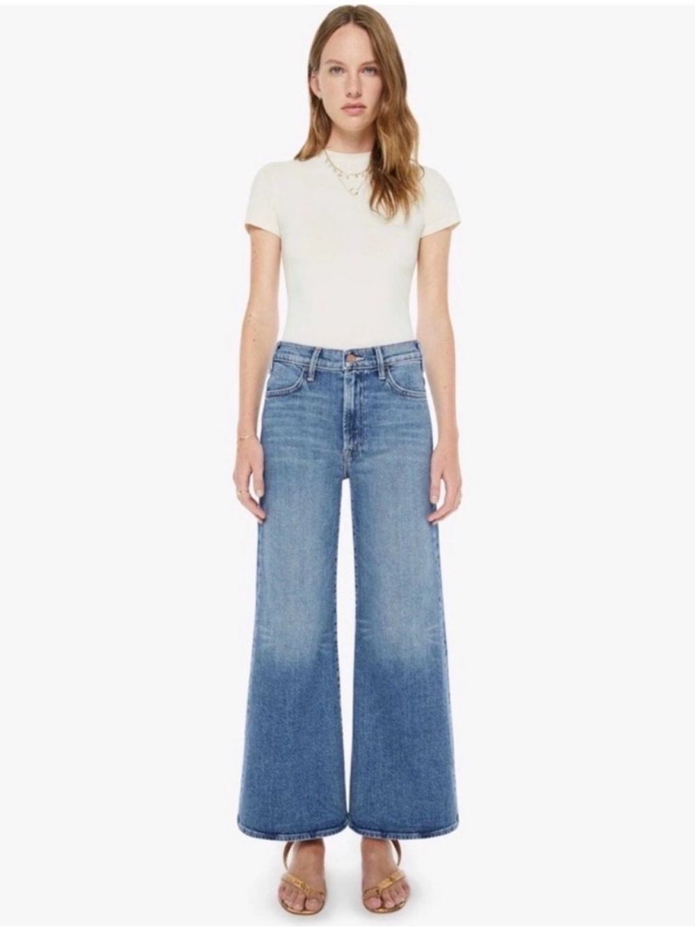 MOTHER the hustler roller ankle high-rise wide-leg jeans BNWT, size 29 petite